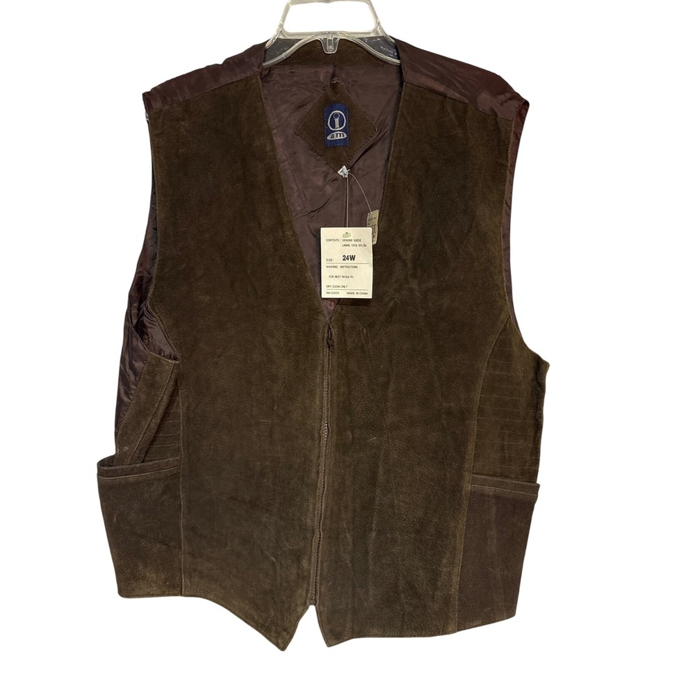 I AM Genuine Suede Leather‎ Vest Mens Retro Western 24W Brown